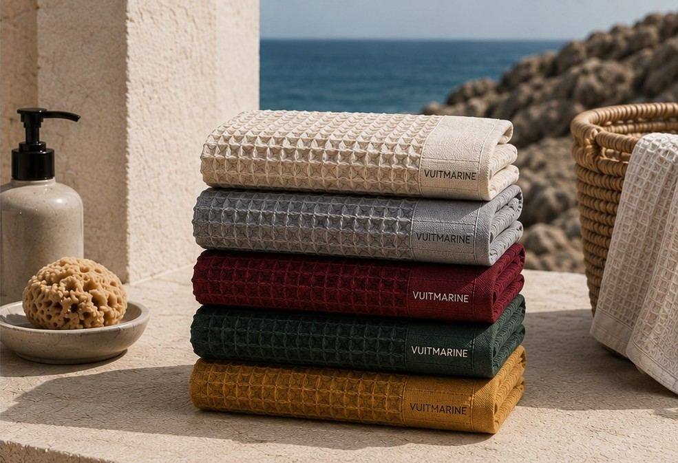 Face towel in waffle linen