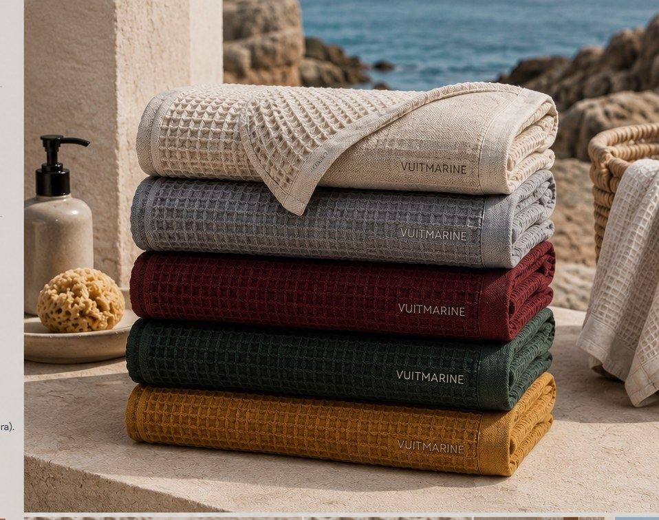Waffle linen towels